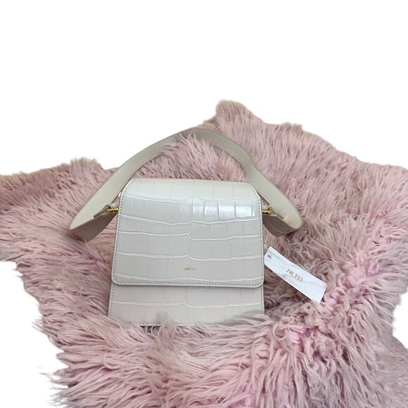 JW PEI FAE Top Handle Crossbody Ivory Croc White Cream - Picture 4 of 16